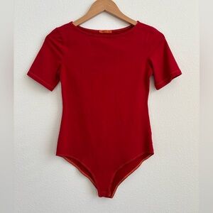 Women’s Small bodysuit - dark red and short sleeve
